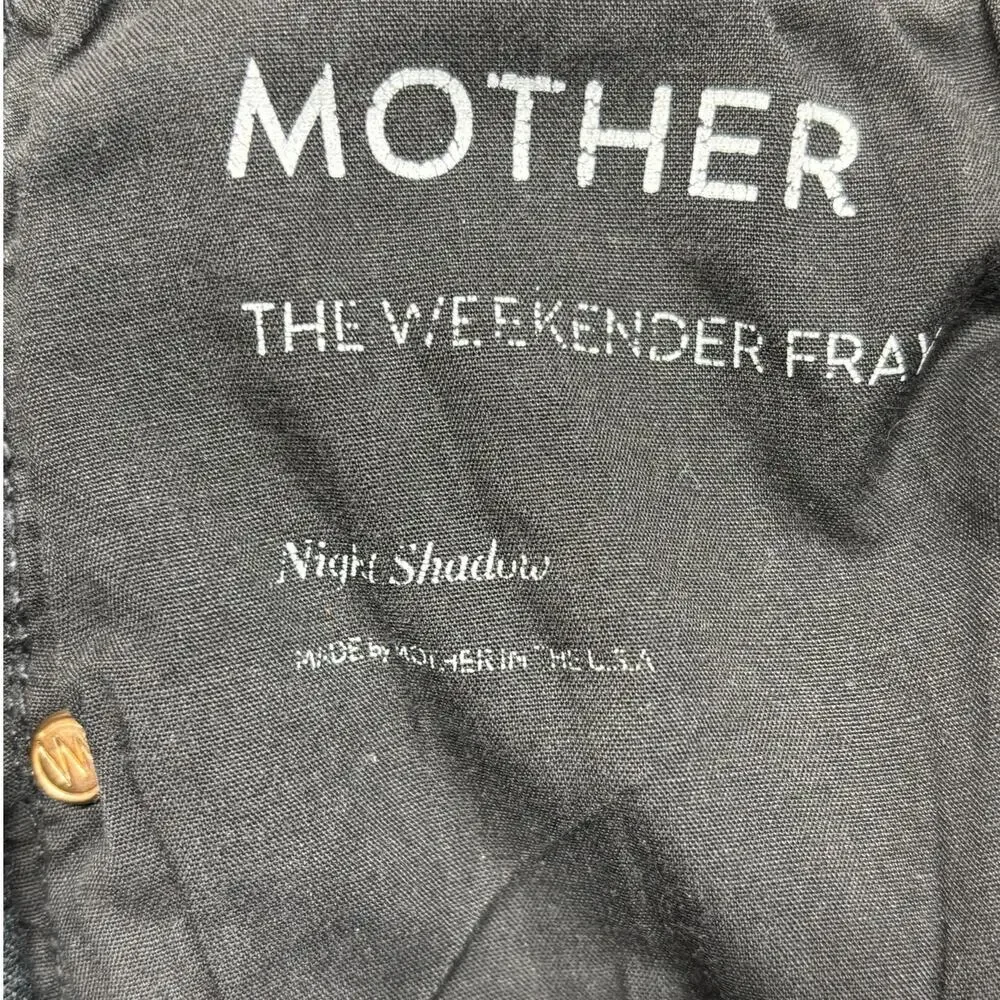 Mother Womens Jeans 26 Black The Weekender Fray Flared Night Shadow Wash Denim